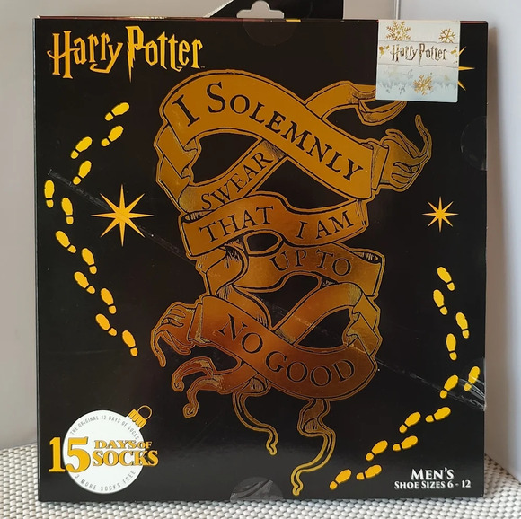 Harry Potter "Mischief Managed" 15 days of socks Advent Calendar Men's size 6-12